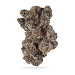 Pure Michigan cannabis buds, showcasing a mix of deep green and orange hues with a frosty coating of trichomes, exuding earthy, piney aromas.